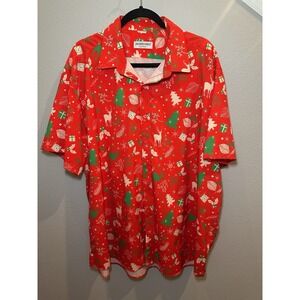 J & Dhuasha Christmas Holiday Presents Hawaiian Reindeer Collared Men's SS 3XL